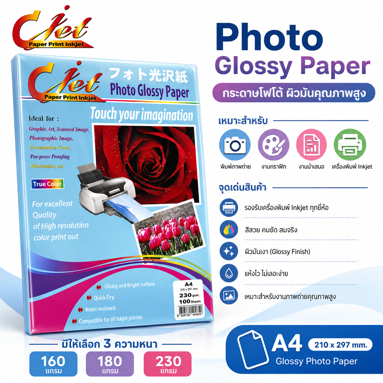 C-JET กระดาษ Glossy